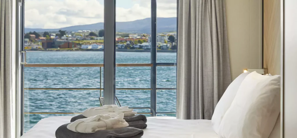 Inside the cabin on a luxury Antarctic cruise ship